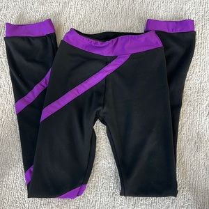 Figure Skating Fleece Lined Pants Black Purple Size 8/10